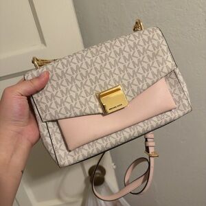 Michael Kors Cream and Pink Crossbody Bag